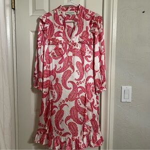 Hale Bob silk blend Pink and Orange Paisley dress XS